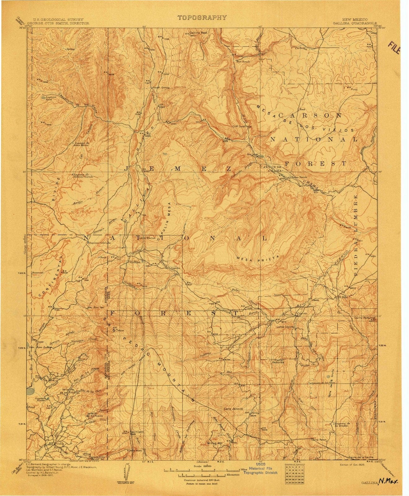 1909 Gallina, NM - New Mexico - USGS Topographic Map