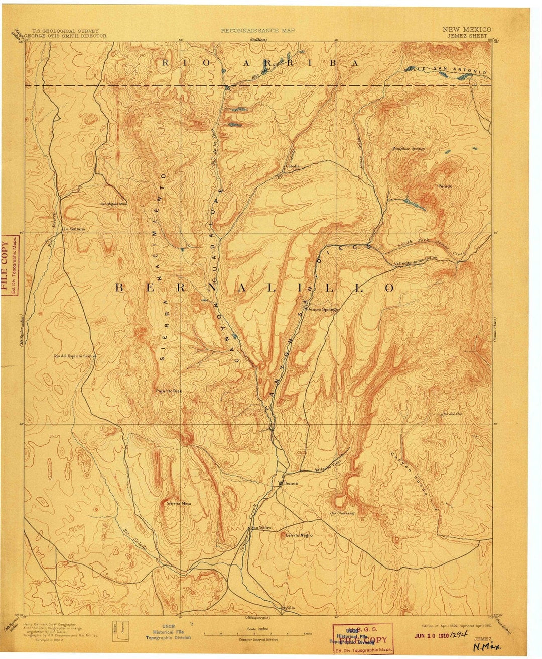 1892 Jemez, NM - New Mexico - USGS Topographic Map