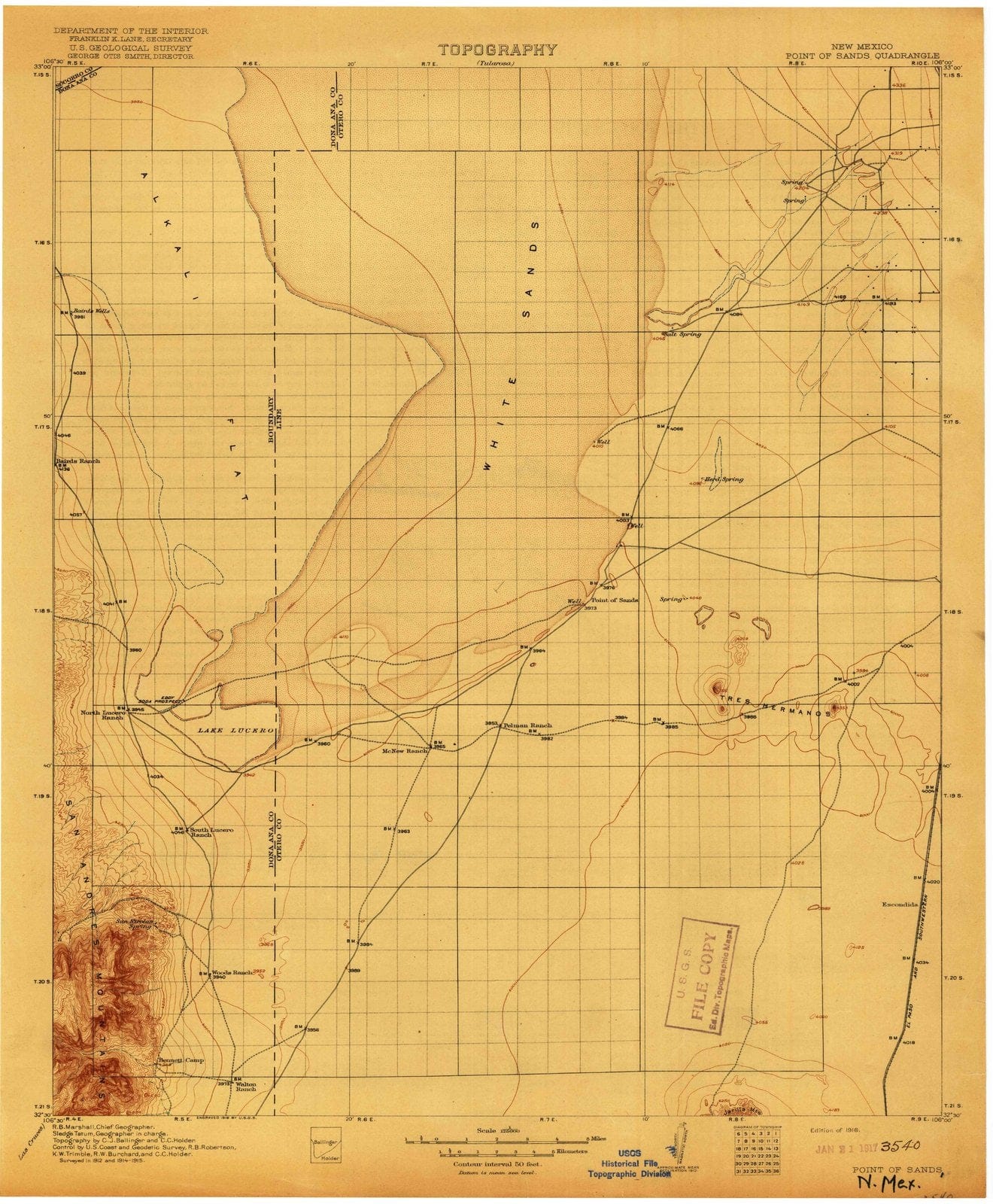 1916 Point of Sands, NM - New Mexico - USGS Topographic Map