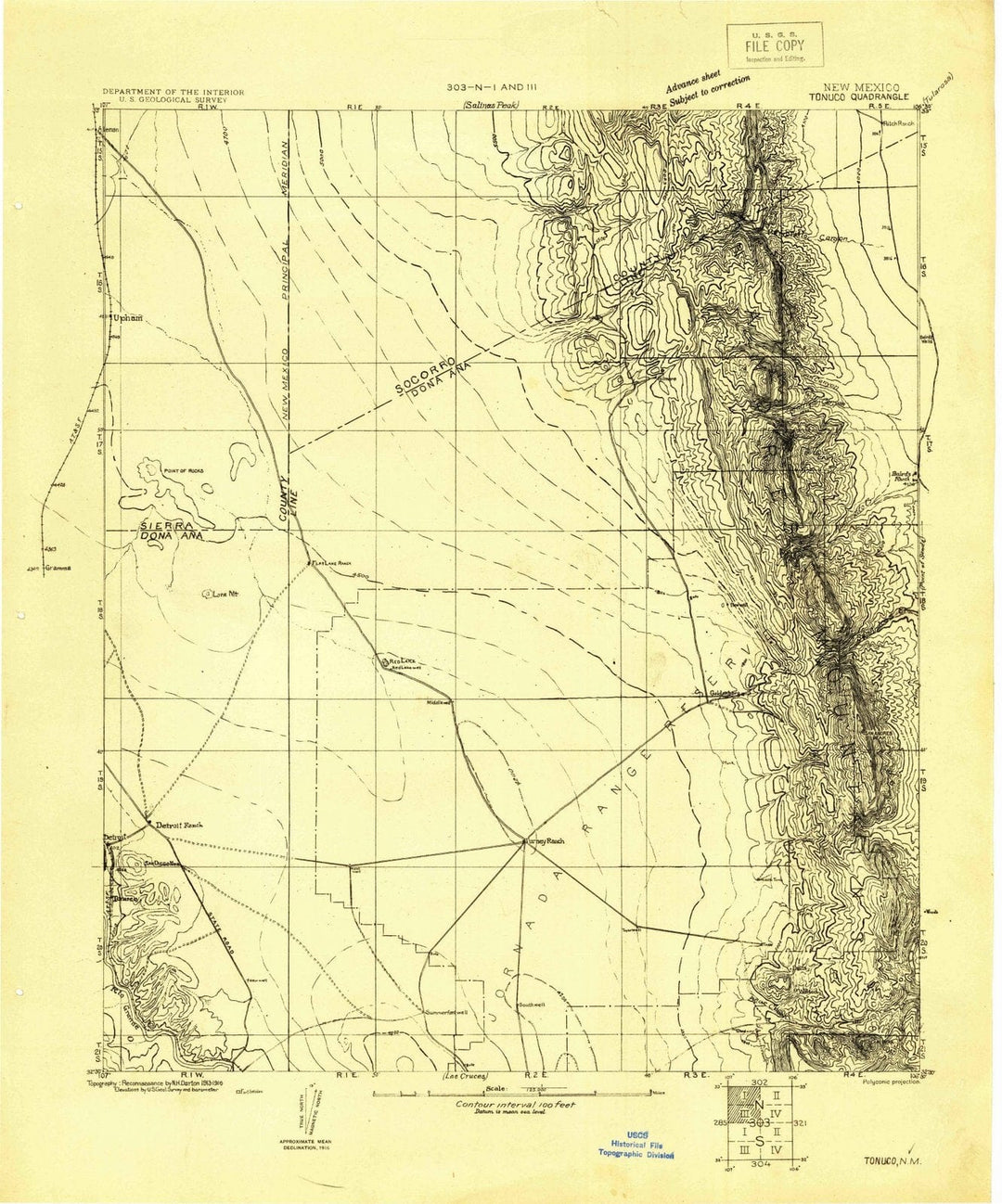 1916 Tonuco, NM - New Mexico - USGS Topographic Map