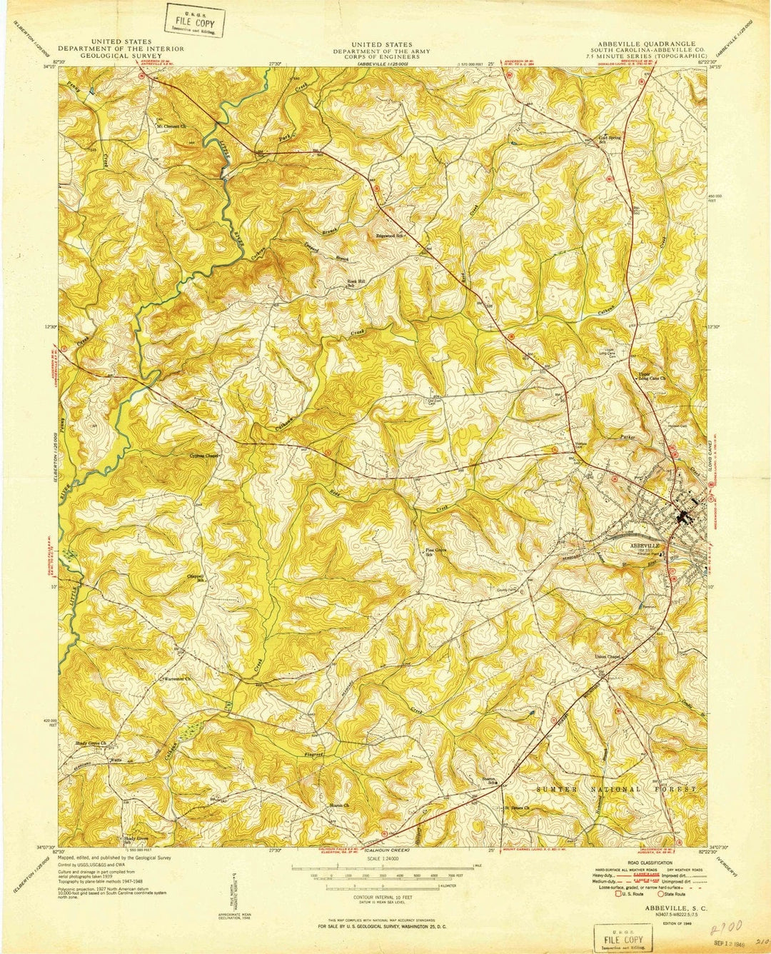 1949 Abbeville, SC - South Carolina - USGS Topographic Map