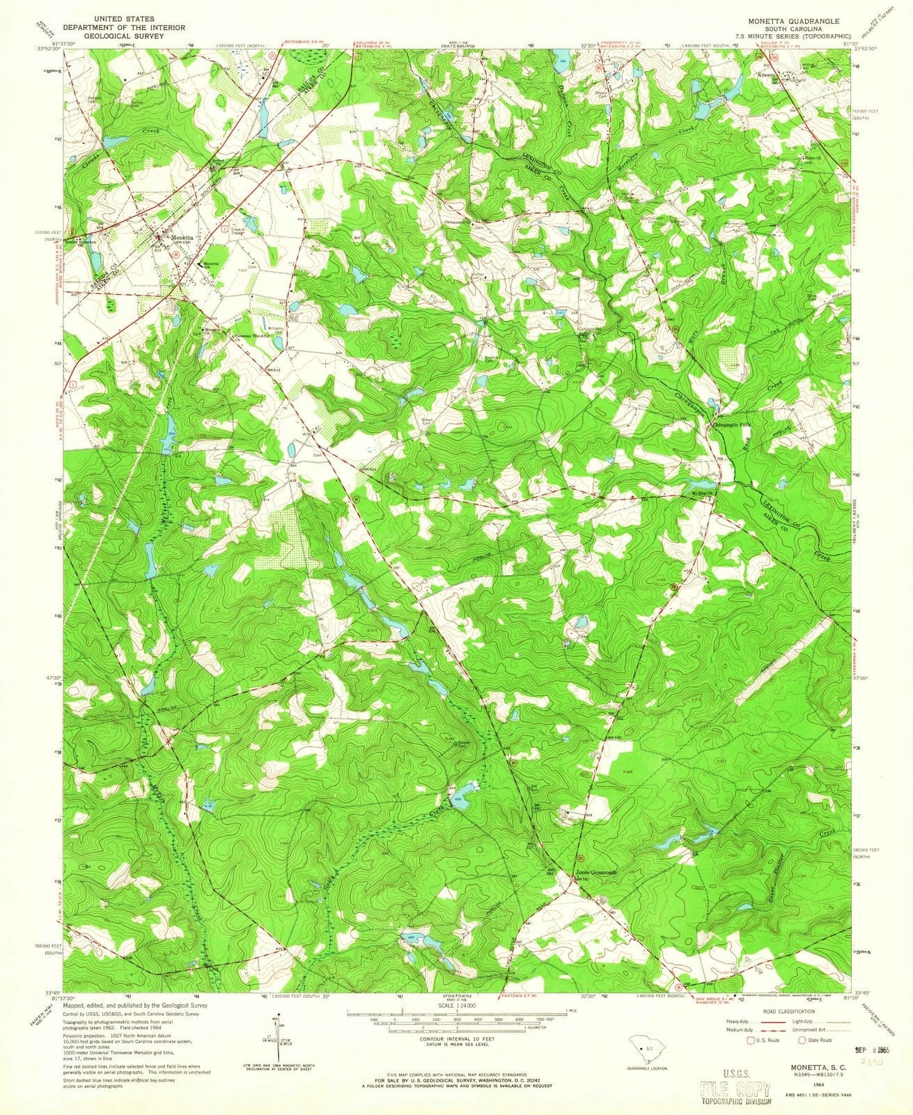 1964 Monetta, SC - South Carolina - USGS Topographic Map – Historic ...