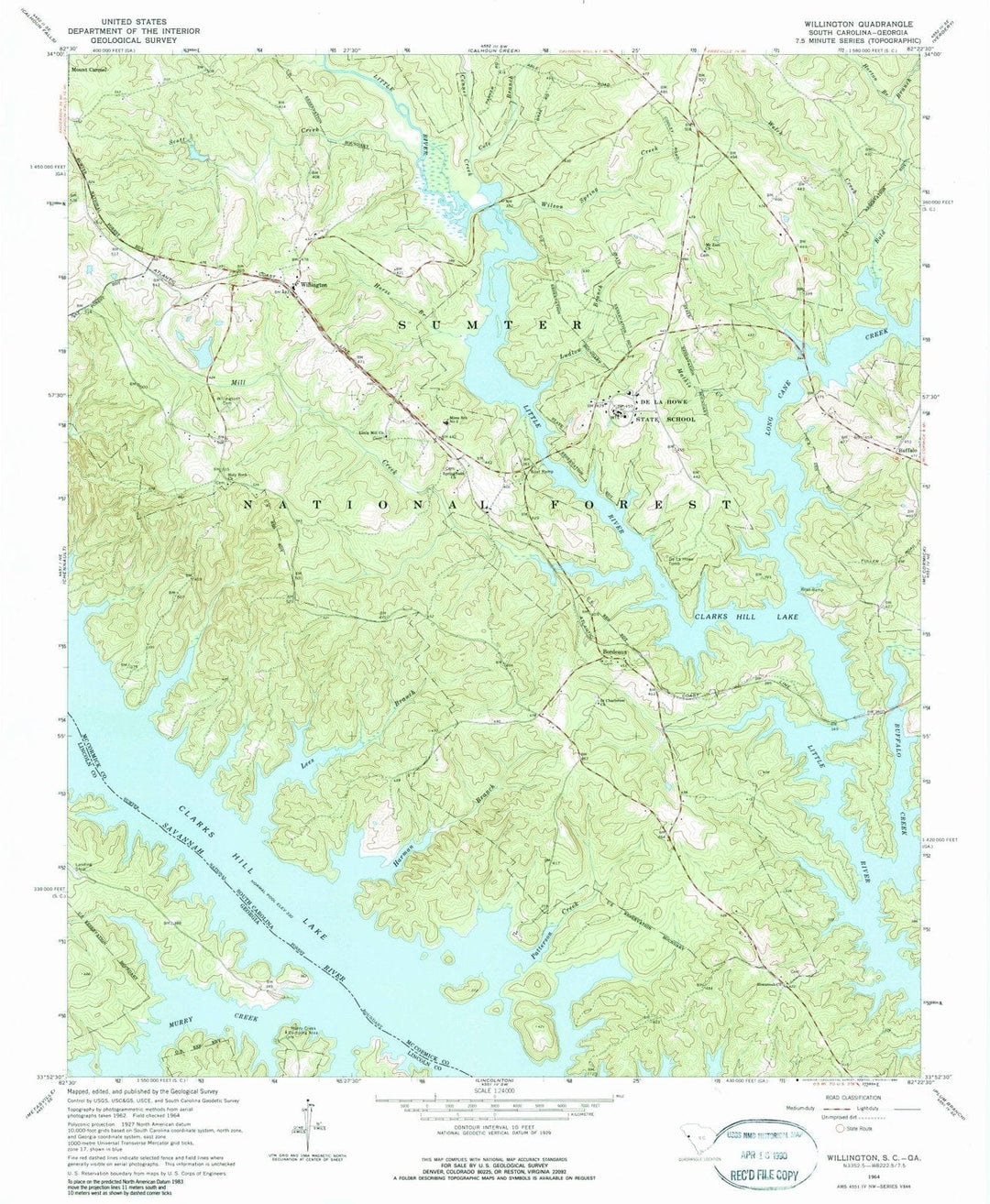 1964 Willington, SC - South Carolina - USGS Topographic Map
