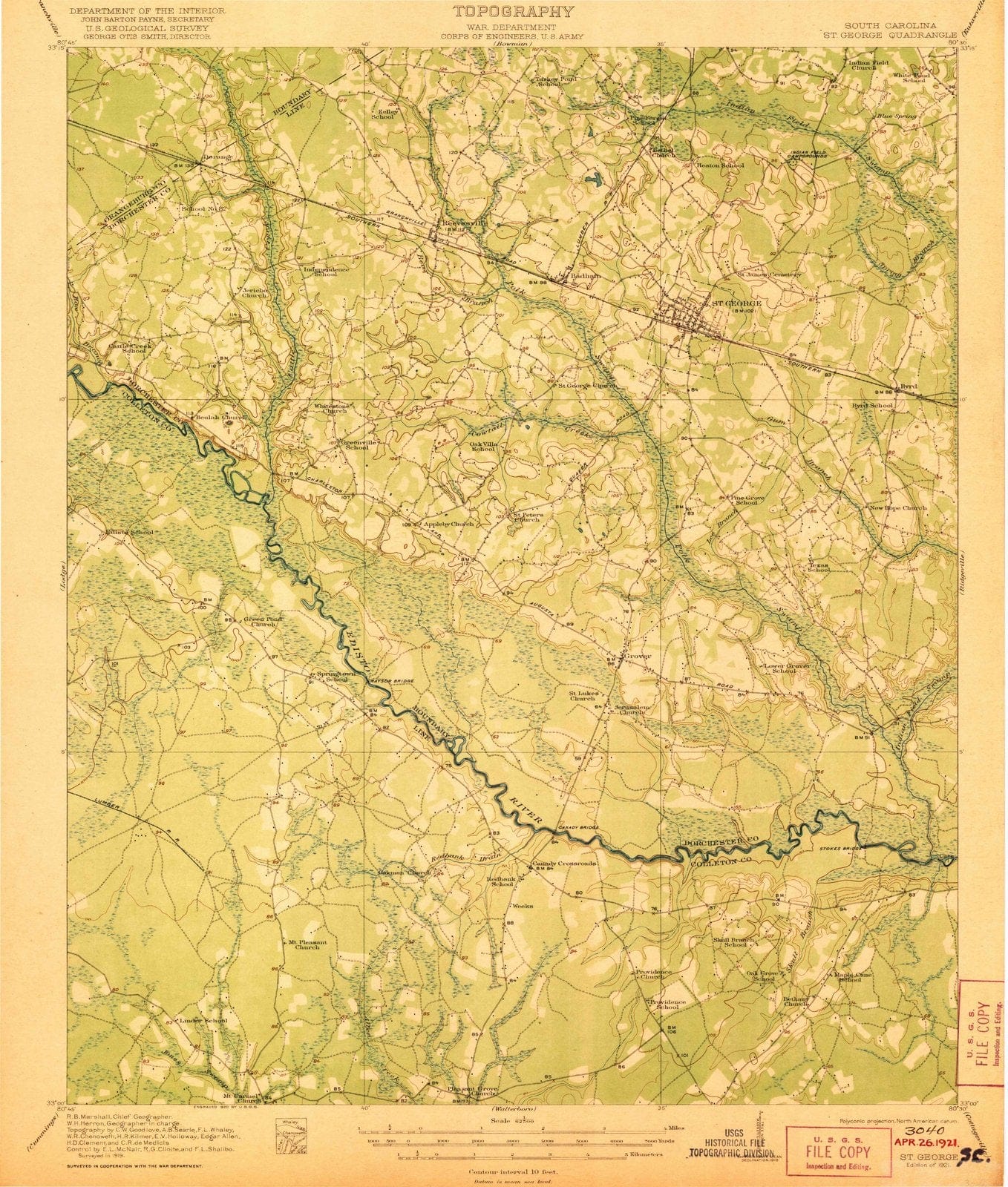 1921 St. George, SC - South Carolina - USGS Topographic Map – Historic ...