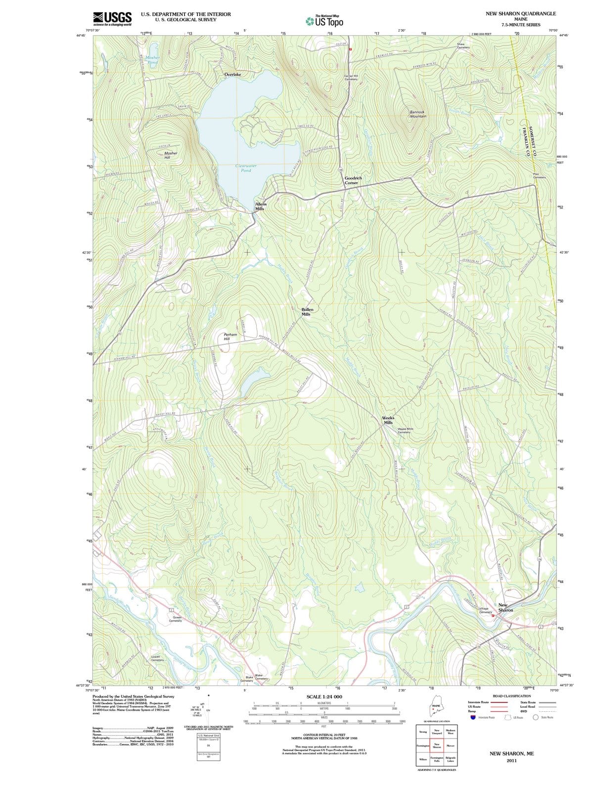 2011 New Sharon, ME - Maine - USGS Topographic Map