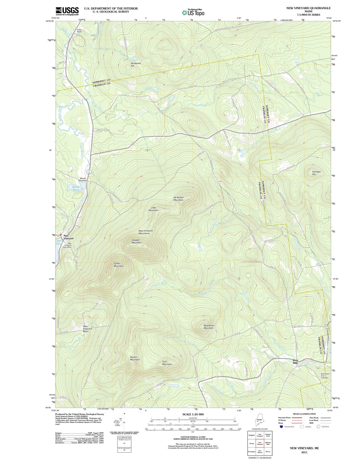2011 New Vineyard, ME - Maine - USGS Topographic Map