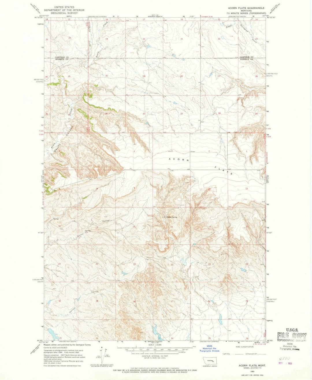 1965 Acorn Flats, MT - Montana - USGS Topographic Map