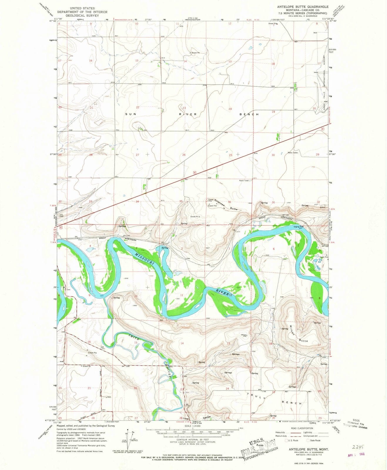 1965 Antelope Butte, MT - Montana - USGS Topographic Map