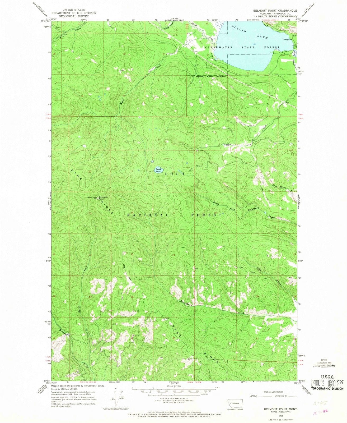 1965 Belmont Point, MT - Montana - USGS Topographic Map