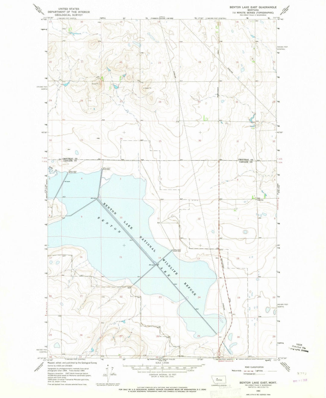 1965 Benton Lake East, MT - Montana - USGS Topographic Map