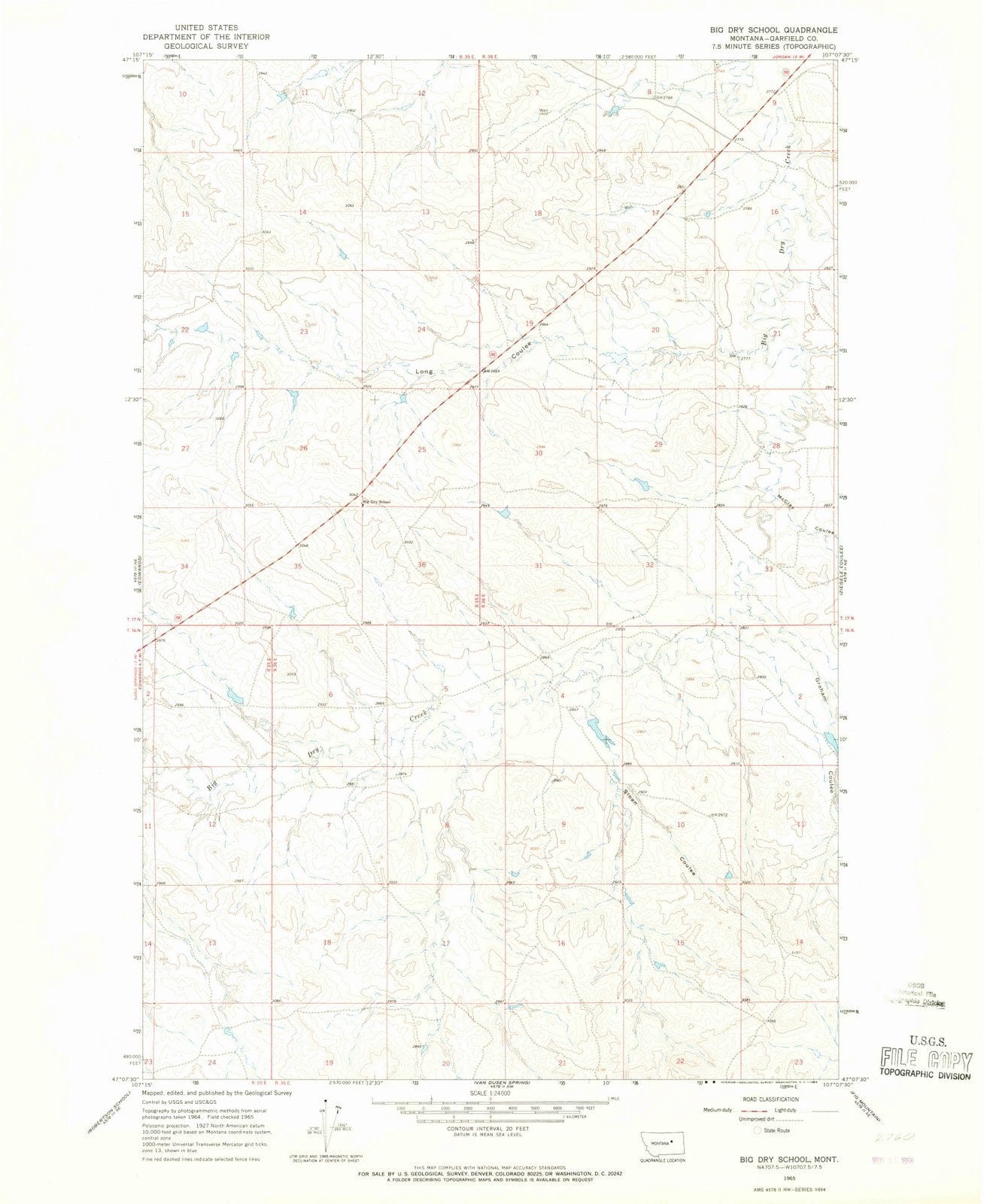 1965 Bigry School, MT - Montana - USGS Topographic Map
