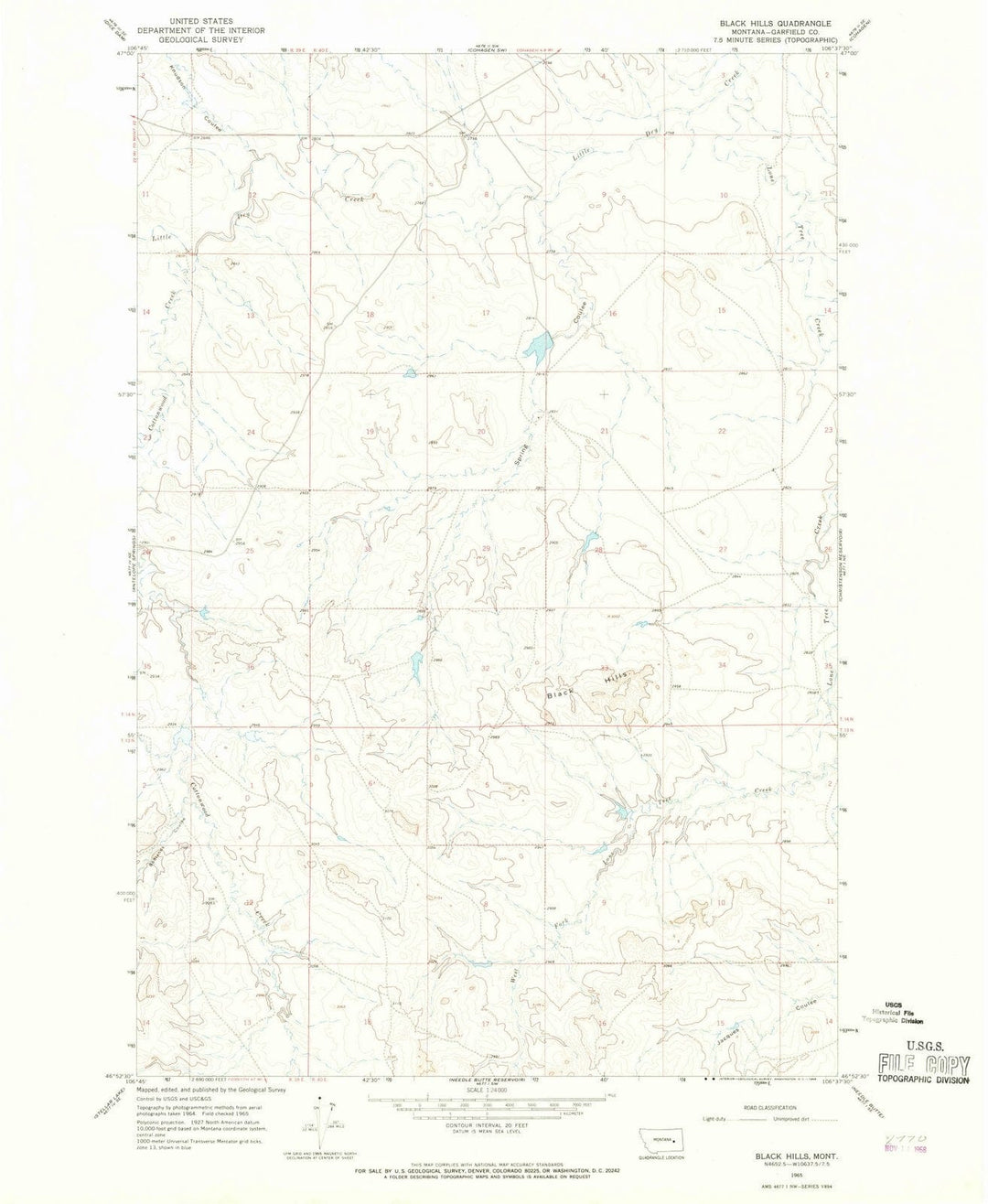 1965 Black Hills, MT - Montana - USGS Topographic Map