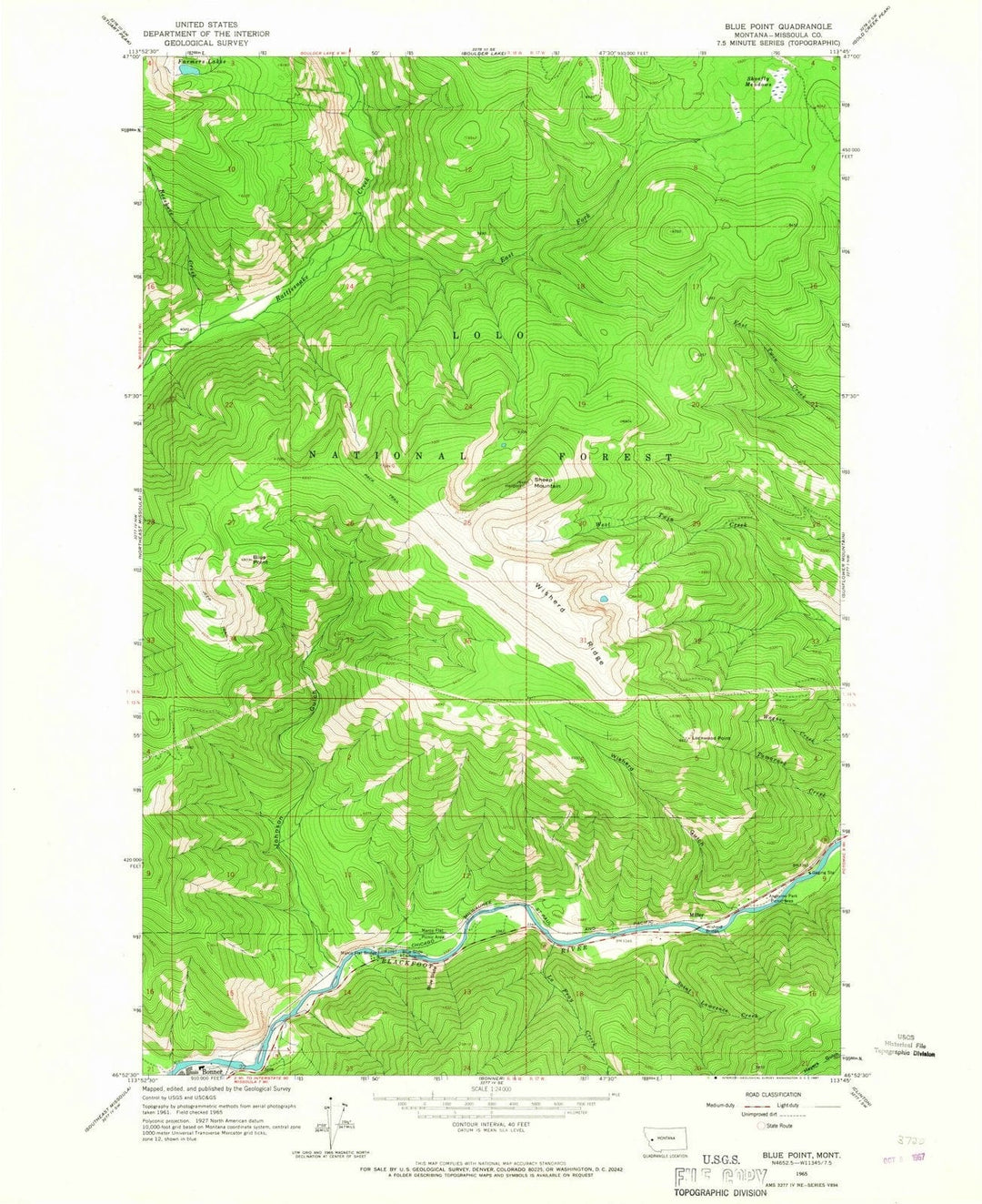 1965 Blue Point, MT - Montana - USGS Topographic Map