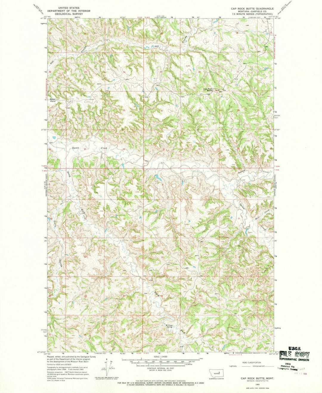 1965 Cap Rock Butte, MT - Montana - USGS Topographic Map