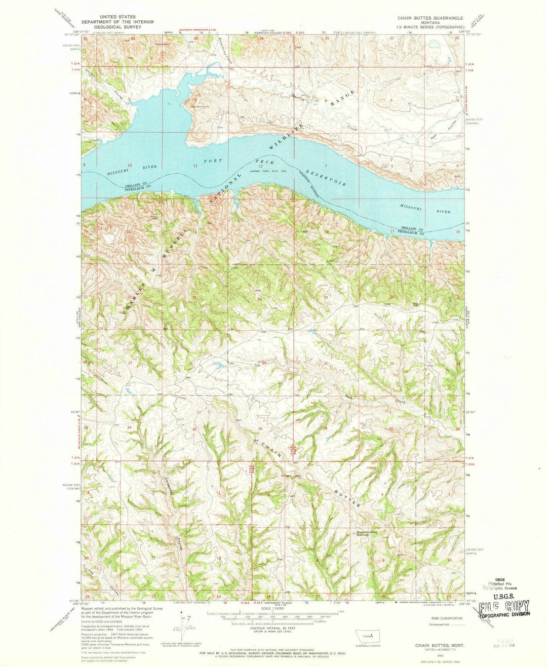 1965 Chain Buttes, MT - Montana - USGS Topographic Map