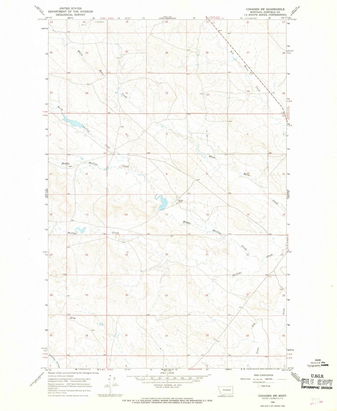 1965 Cohagen, MT - Montana - USGS Topographic Map v2