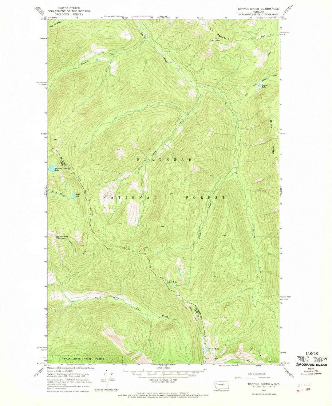 1965 Connor Creek, MT - Montana - USGS Topographic Map