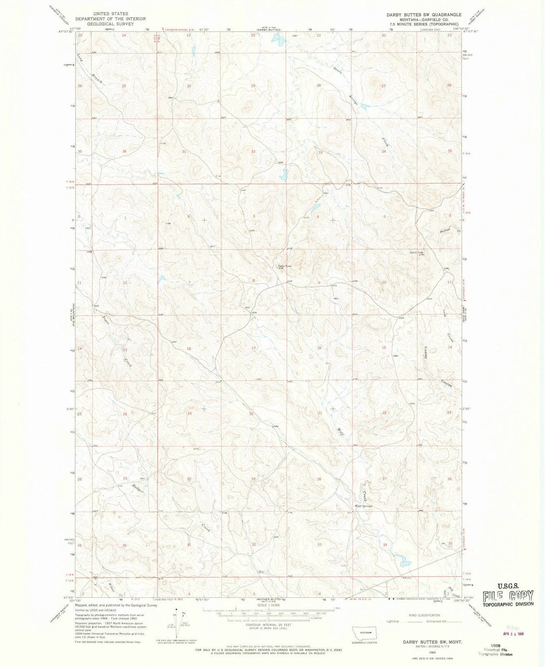 1965 Darby Buttes, MT - Montana - USGS Topographic Map