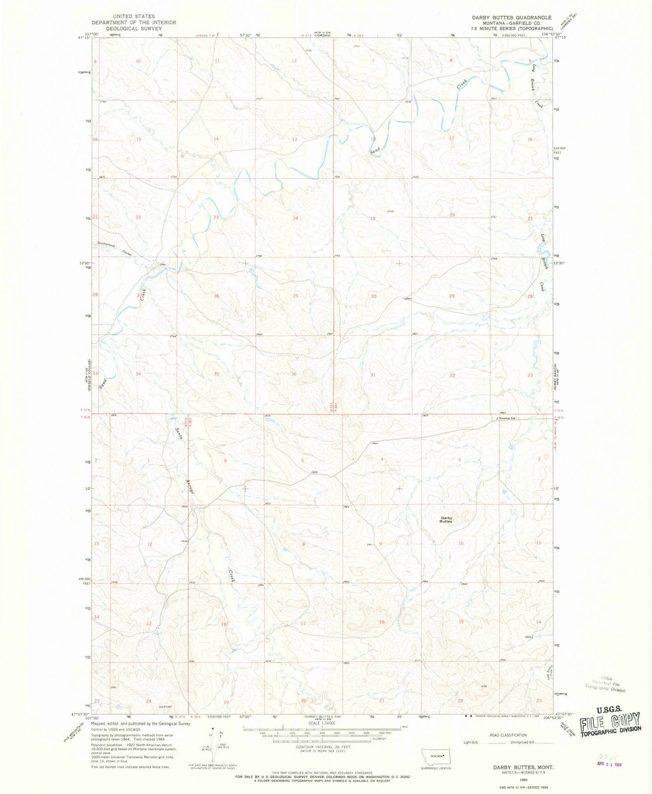 1965 Darby Buttes, MT - Montana - USGS Topographic Map v2
