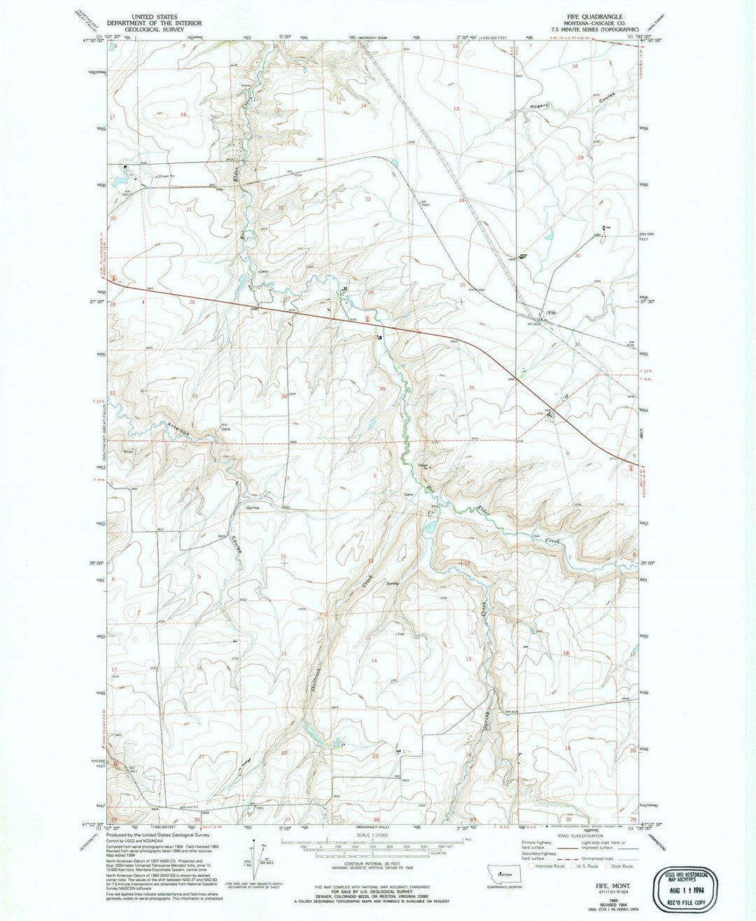 1965 Fife, MT - Montana - USGS Topographic Map
