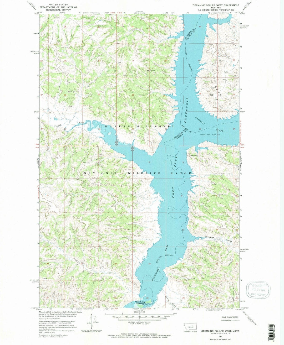 1965 Germaine Coulee West, MT - Montana - USGS Topographic Map