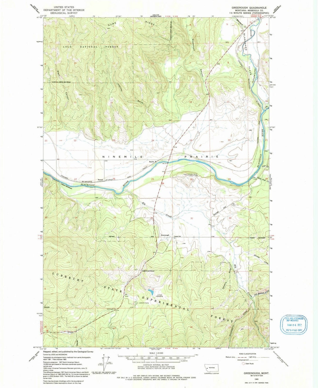 1965 Greenough, MT - Montana - USGS Topographic Map