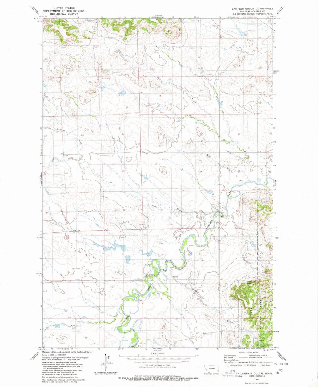 1980 Lampkin Gulch, MT - Montana - USGS Topographic Map