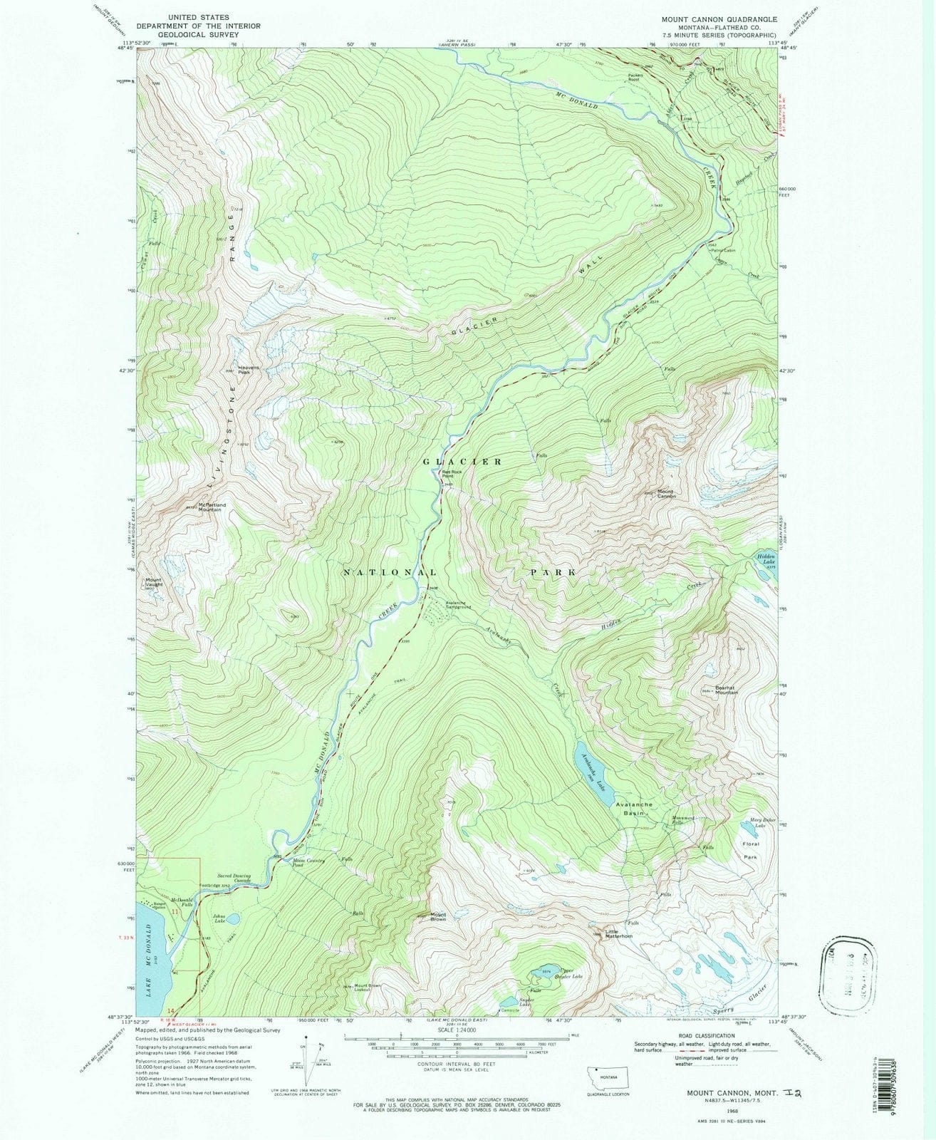 1968 Mount Cannon, MT - Montana - USGS Topographic Map