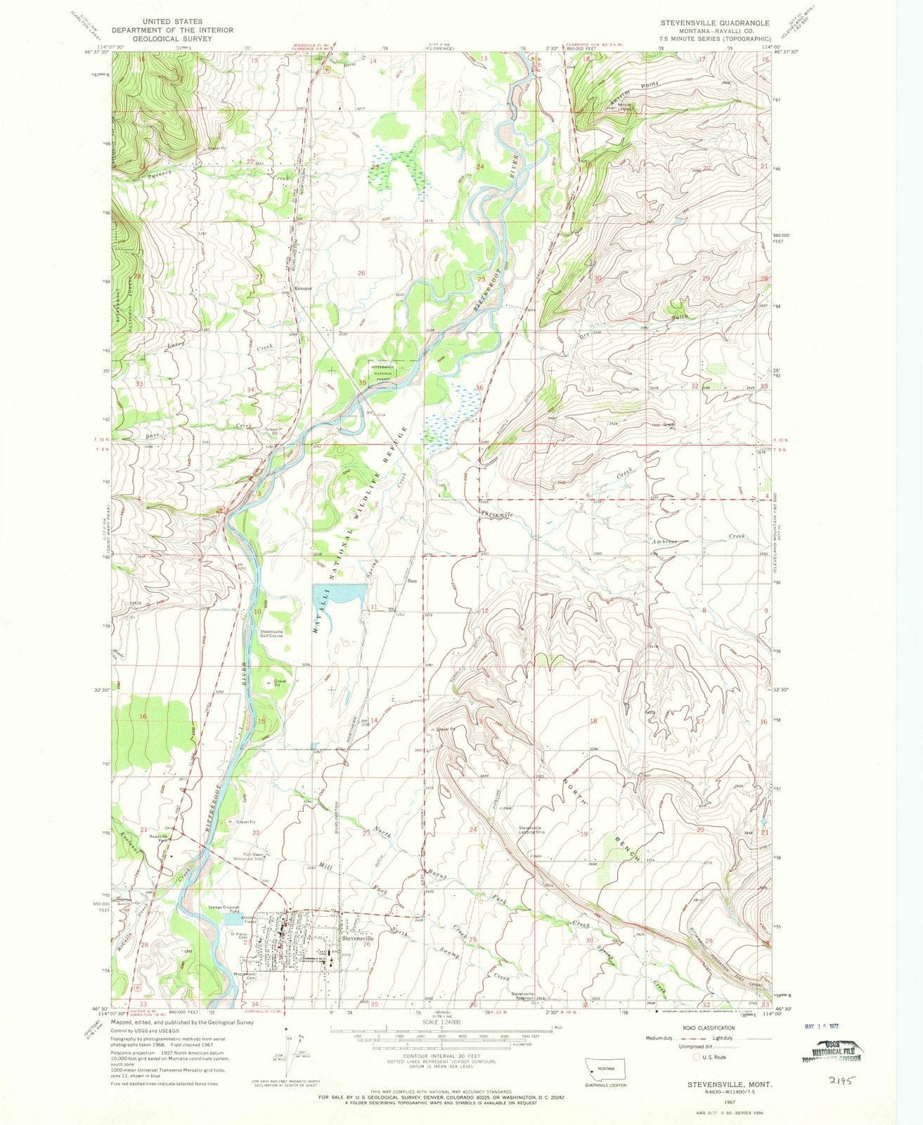 1967 Stevensville, MT - Montana - USGS Topographic Map