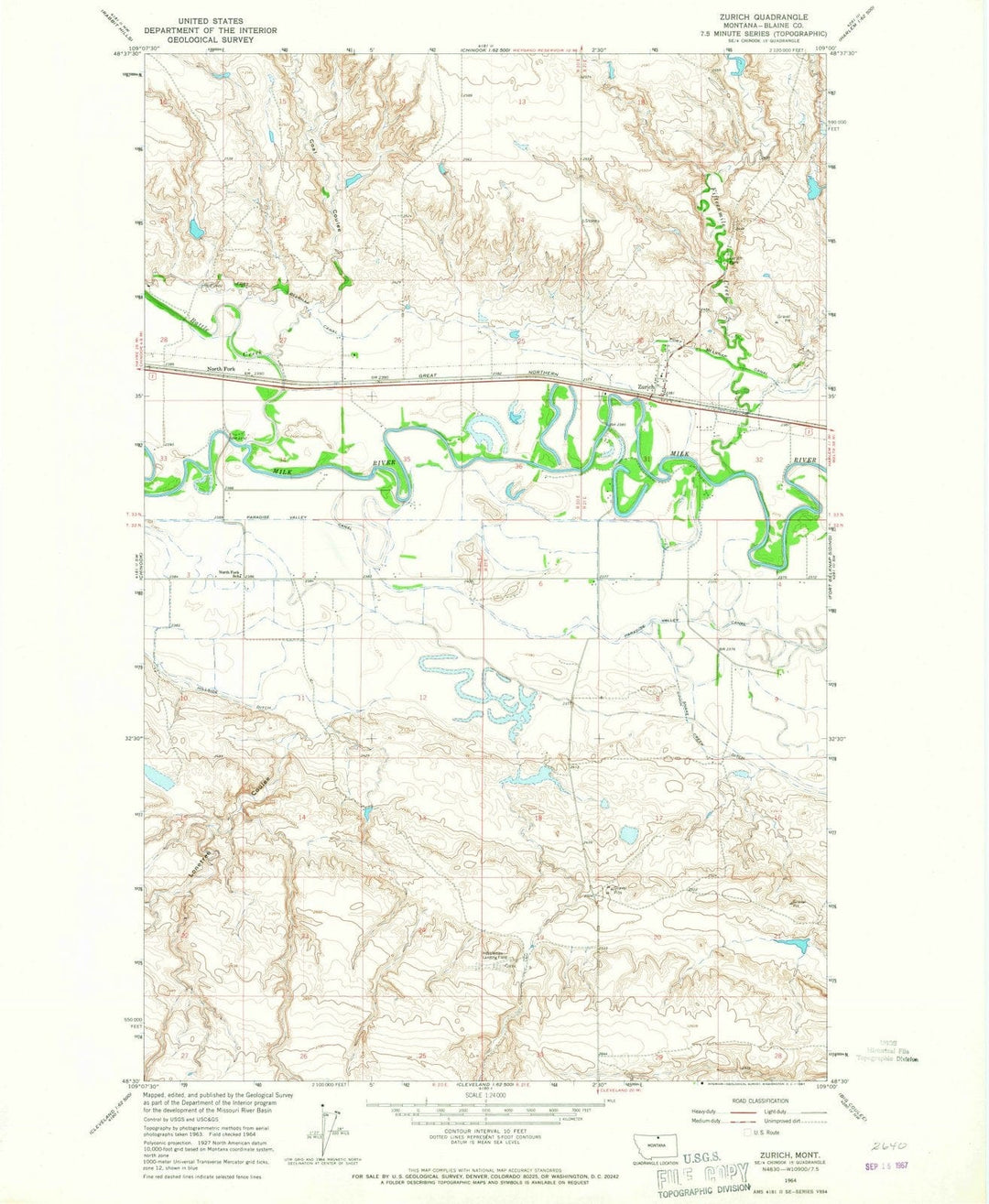 1964 Zurich, MT - Montana - USGS Topographic Map
