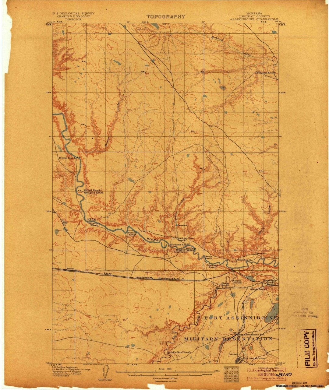1904 Assinniboine, MT - Montana - USGS Topographic Map
