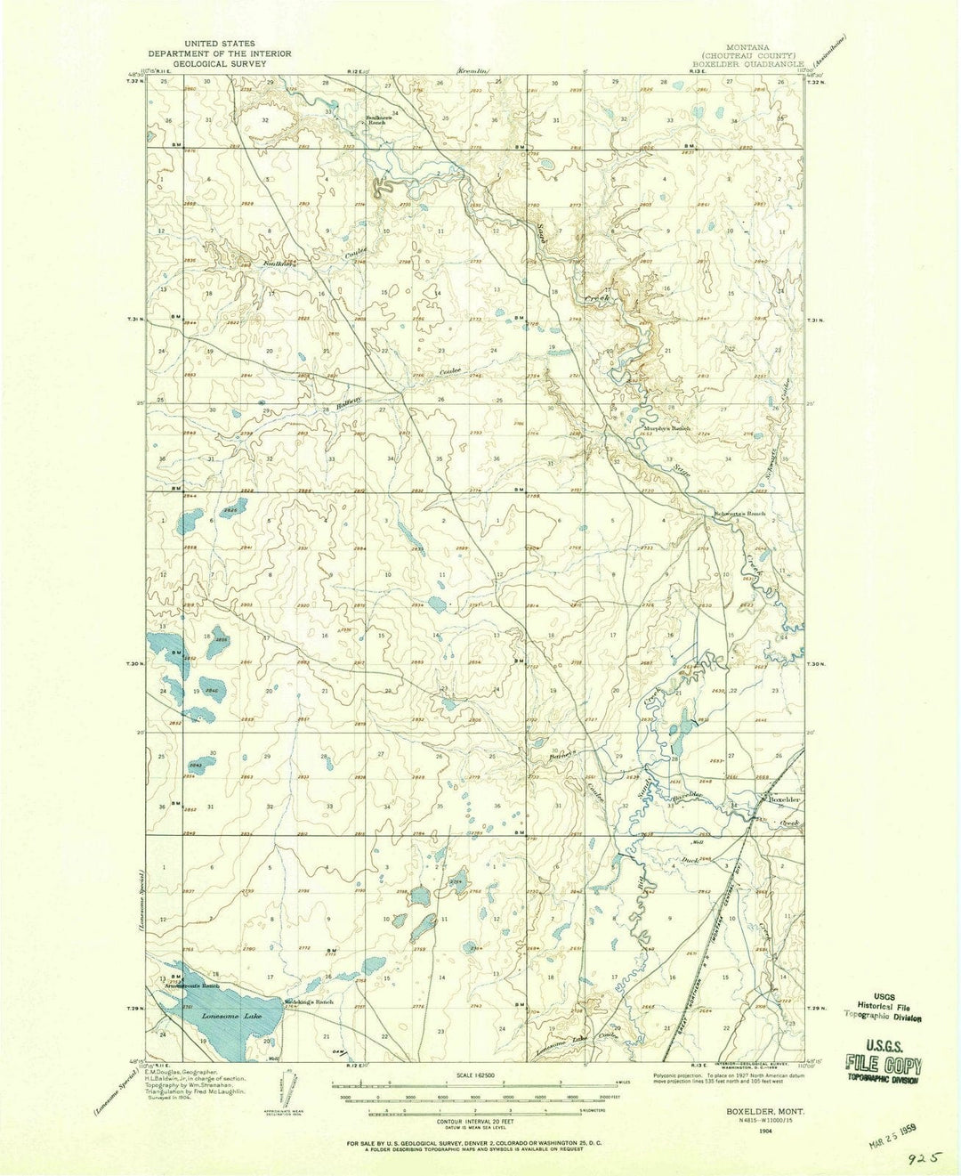 1904 Boxelder, MT - Montana - USGS Topographic Map