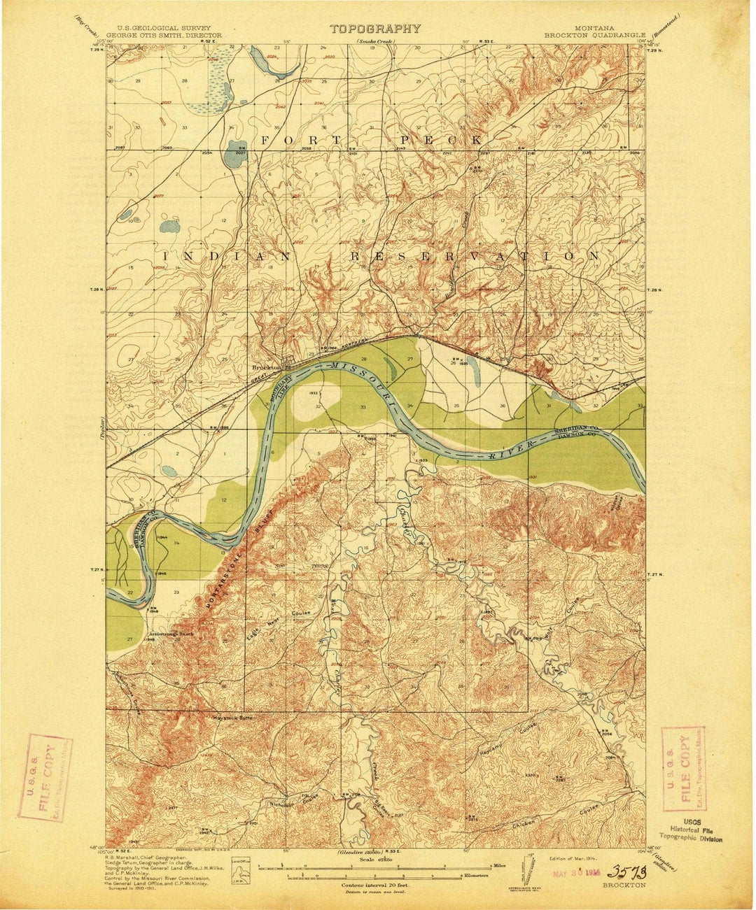 1914 Brockton, MT - Montana - USGS Topographic Map