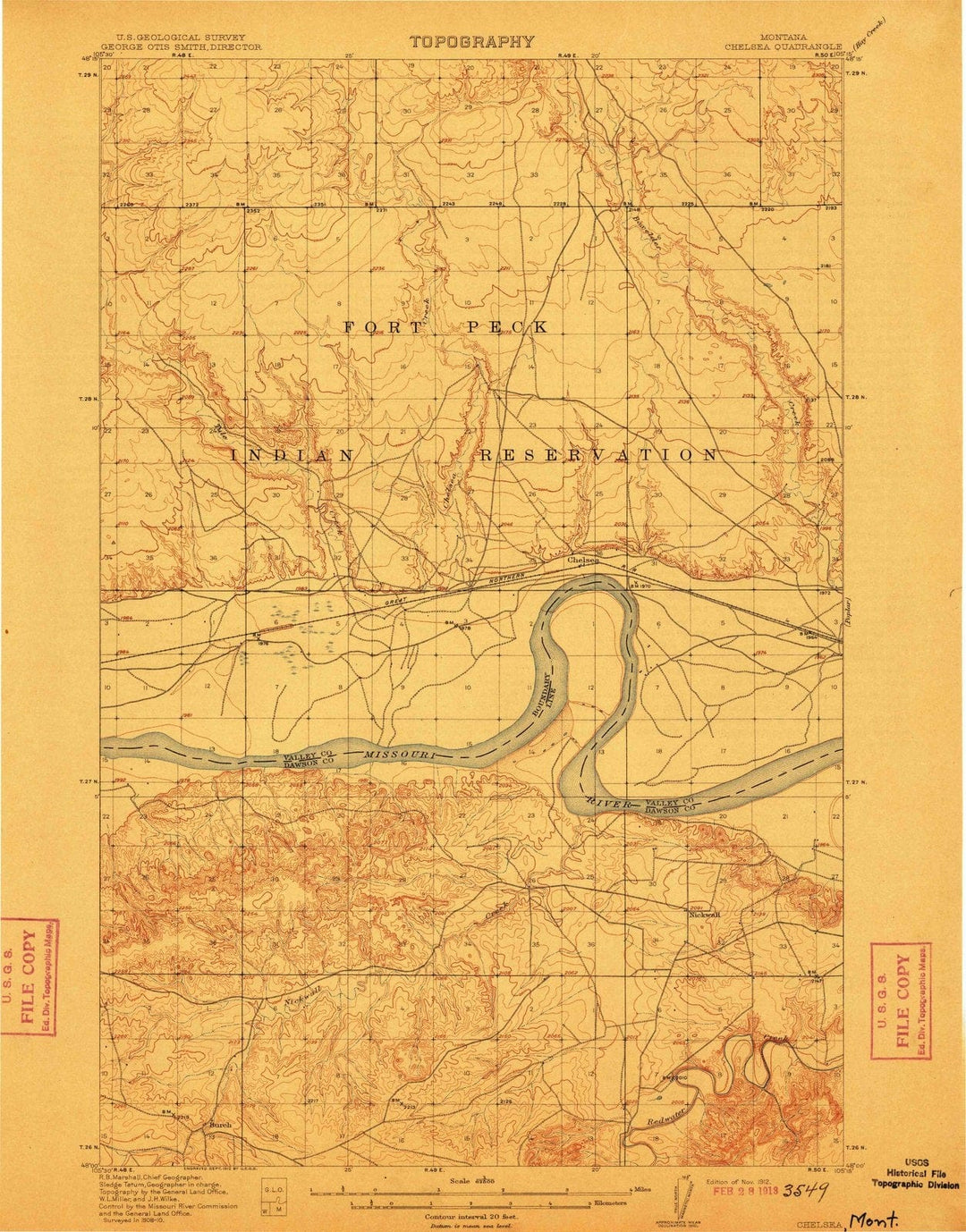 1912 Chelsea, MT - Montana - USGS Topographic Map