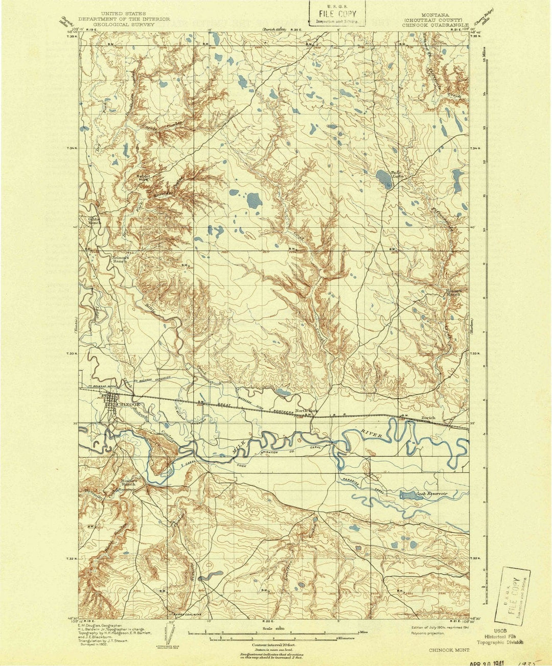 1904 Chinook, MT - Montana - USGS Topographic Map