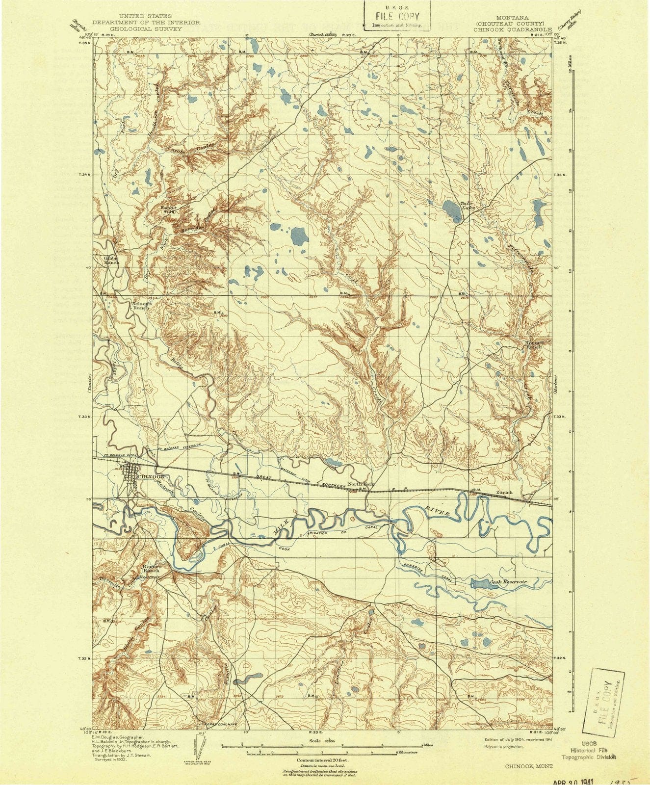 1904 Chinook, MT - Montana - USGS Topographic Map