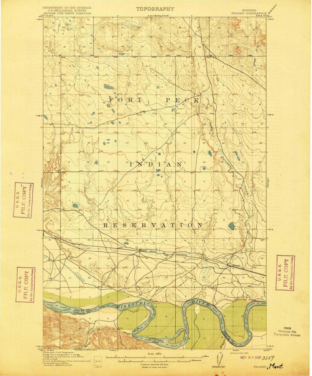 1915 Frazer, MT - Montana - USGS Topographic Map