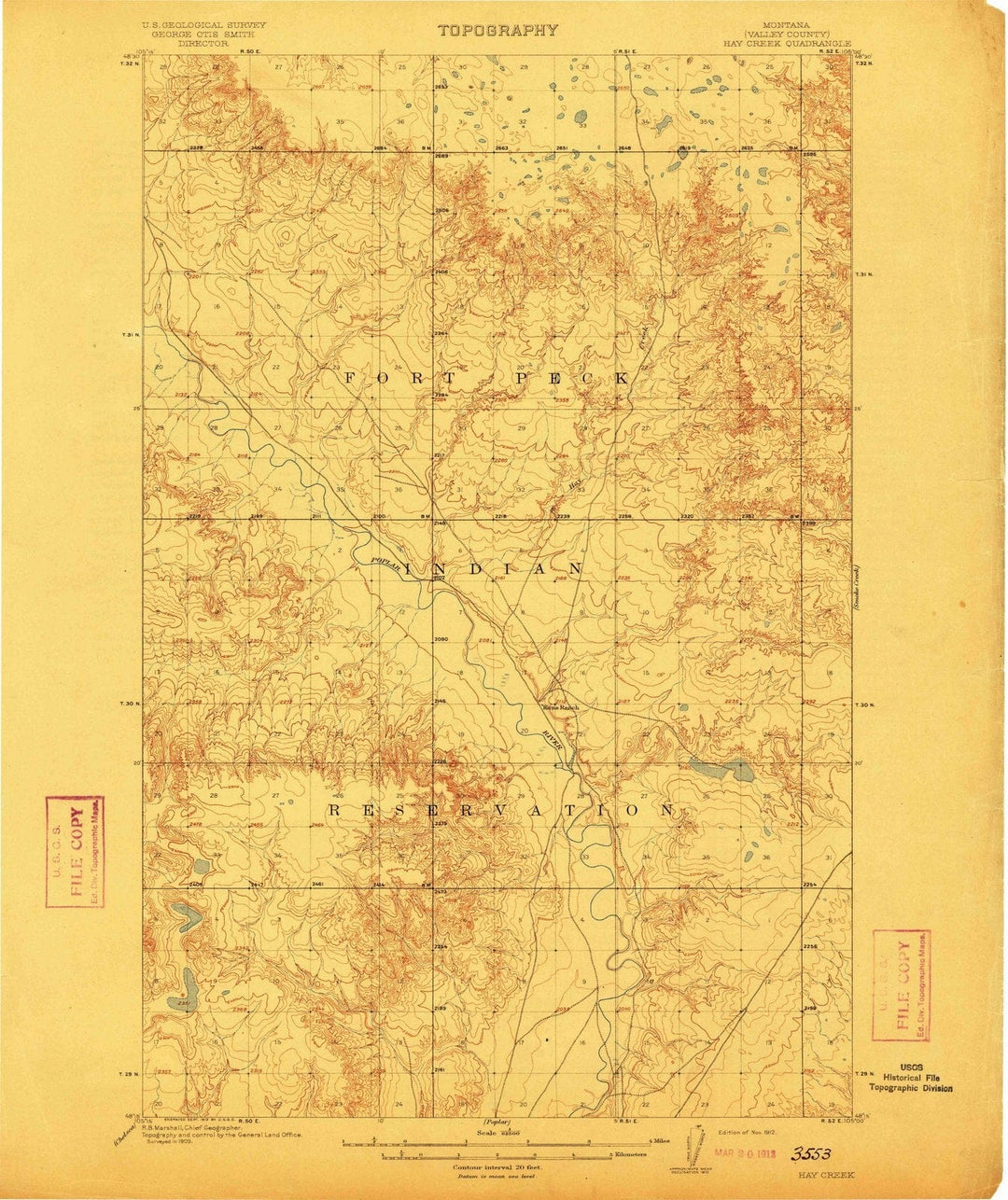 1912 Hay Creek, MT - Montana - USGS Topographic Map