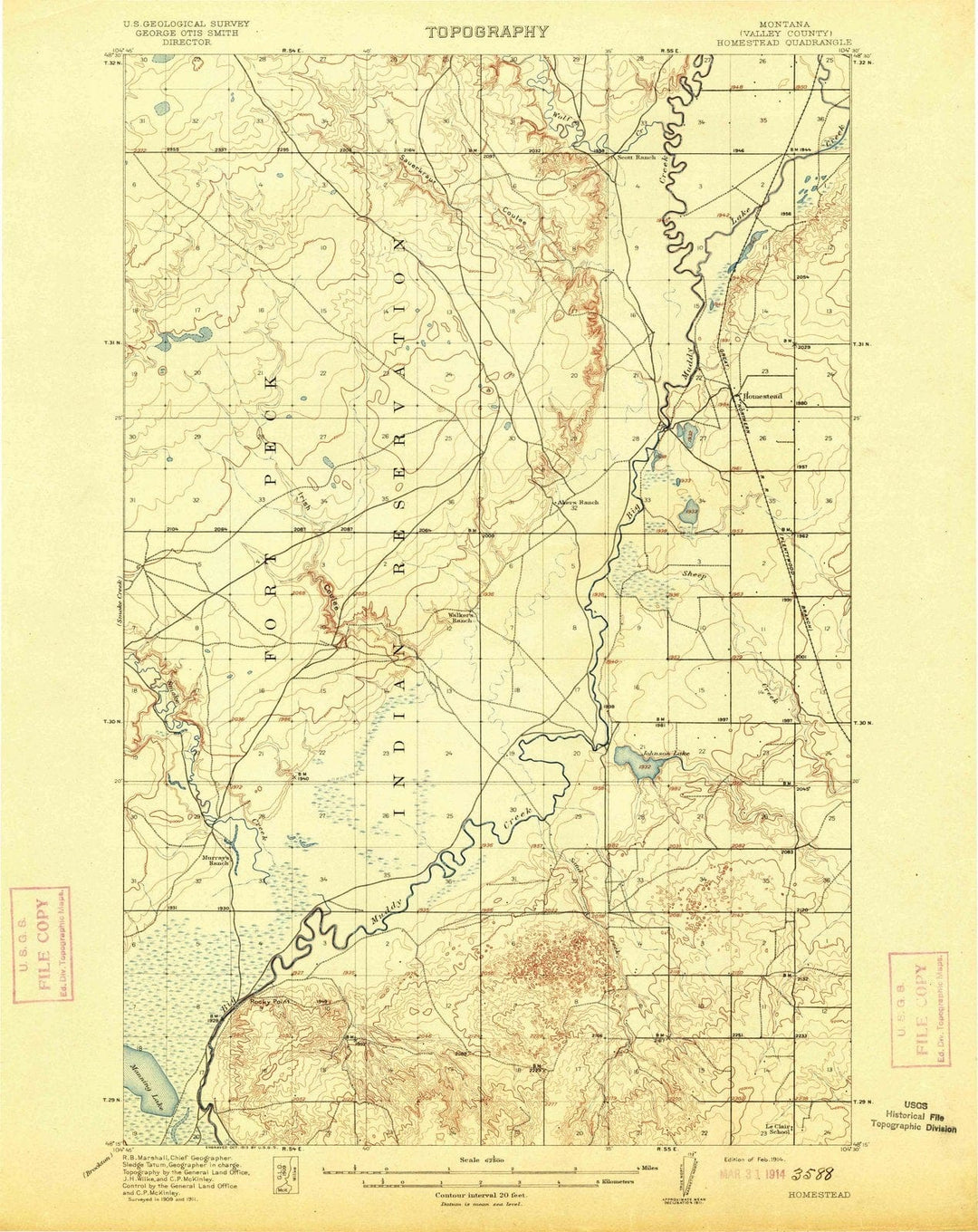 1914 Homestead, MT - Montana - USGS Topographic Map
