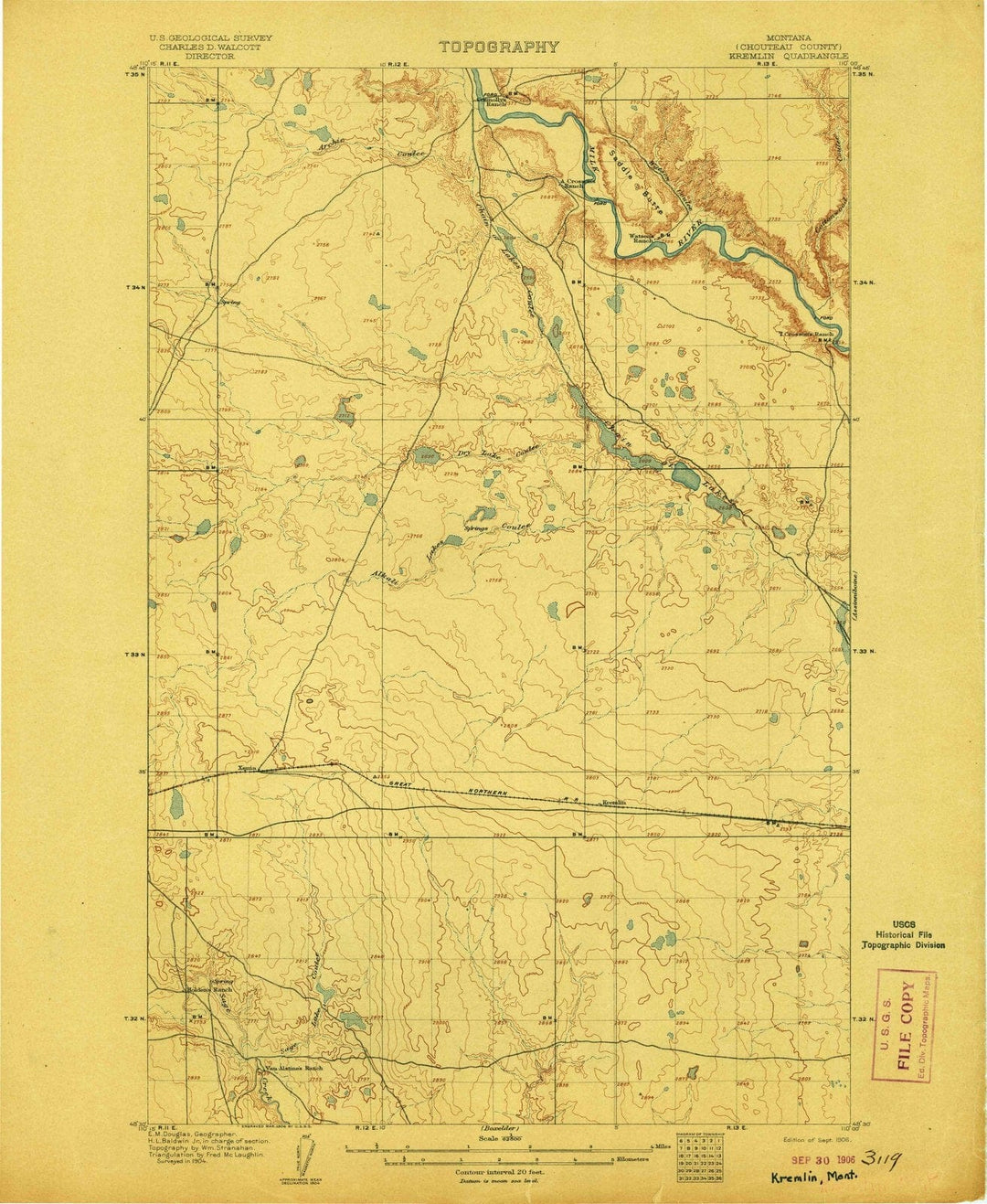 1906 Kremlin, MT - Montana - USGS Topographic Map