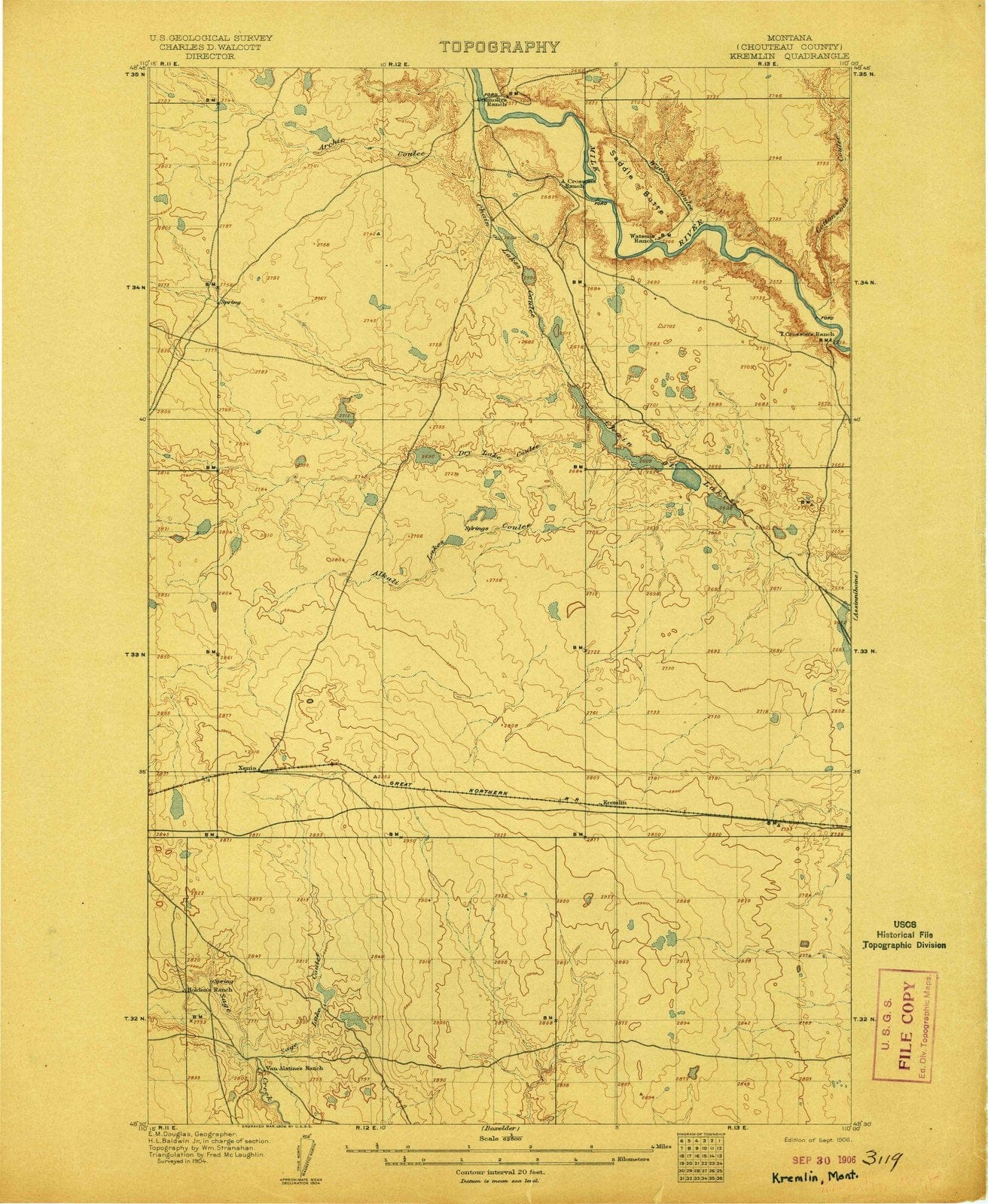 1906 Kremlin, MT - Montana - USGS Topographic Map