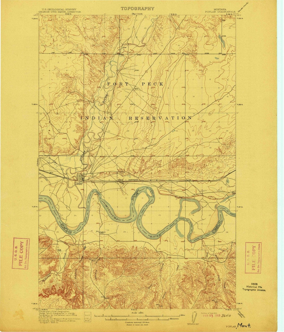 1912 Poplar, MT - Montana - USGS Topographic Map