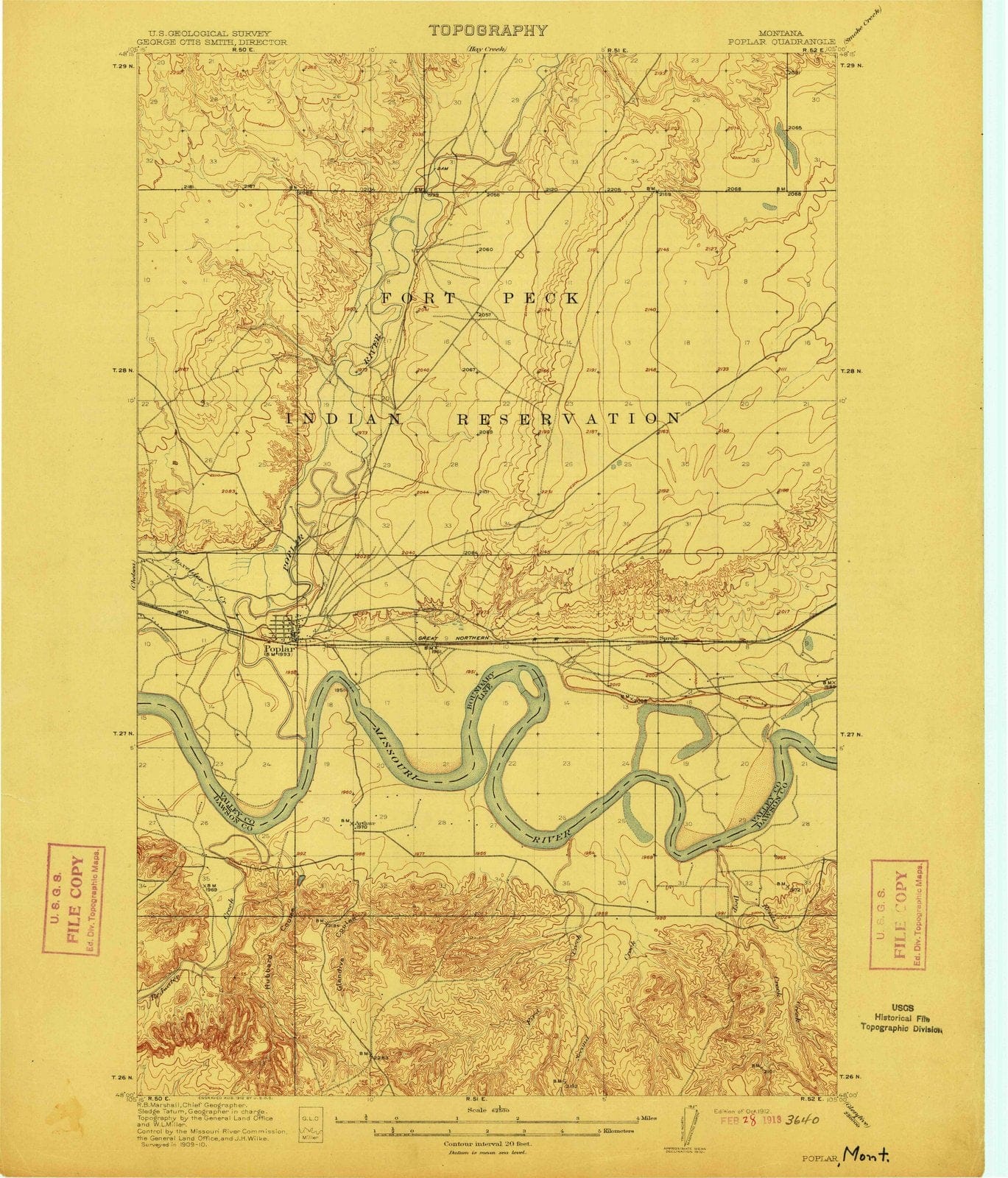 1912 Poplar, MT - Montana - USGS Topographic Map