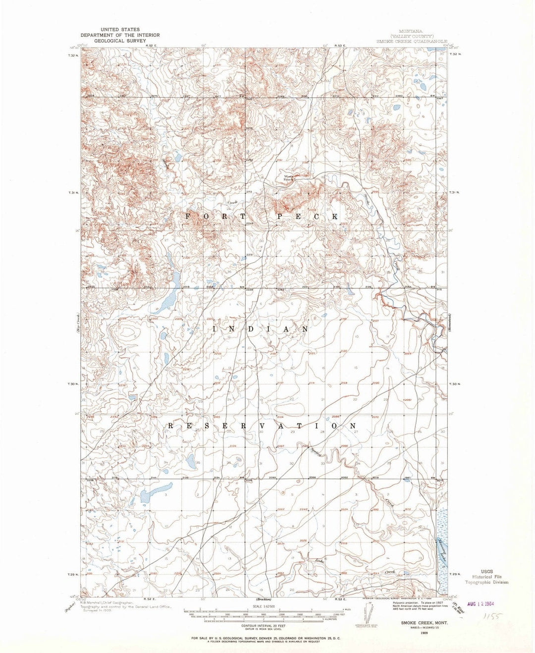 1909 Smoke Creek, MT - Montana - USGS Topographic Map