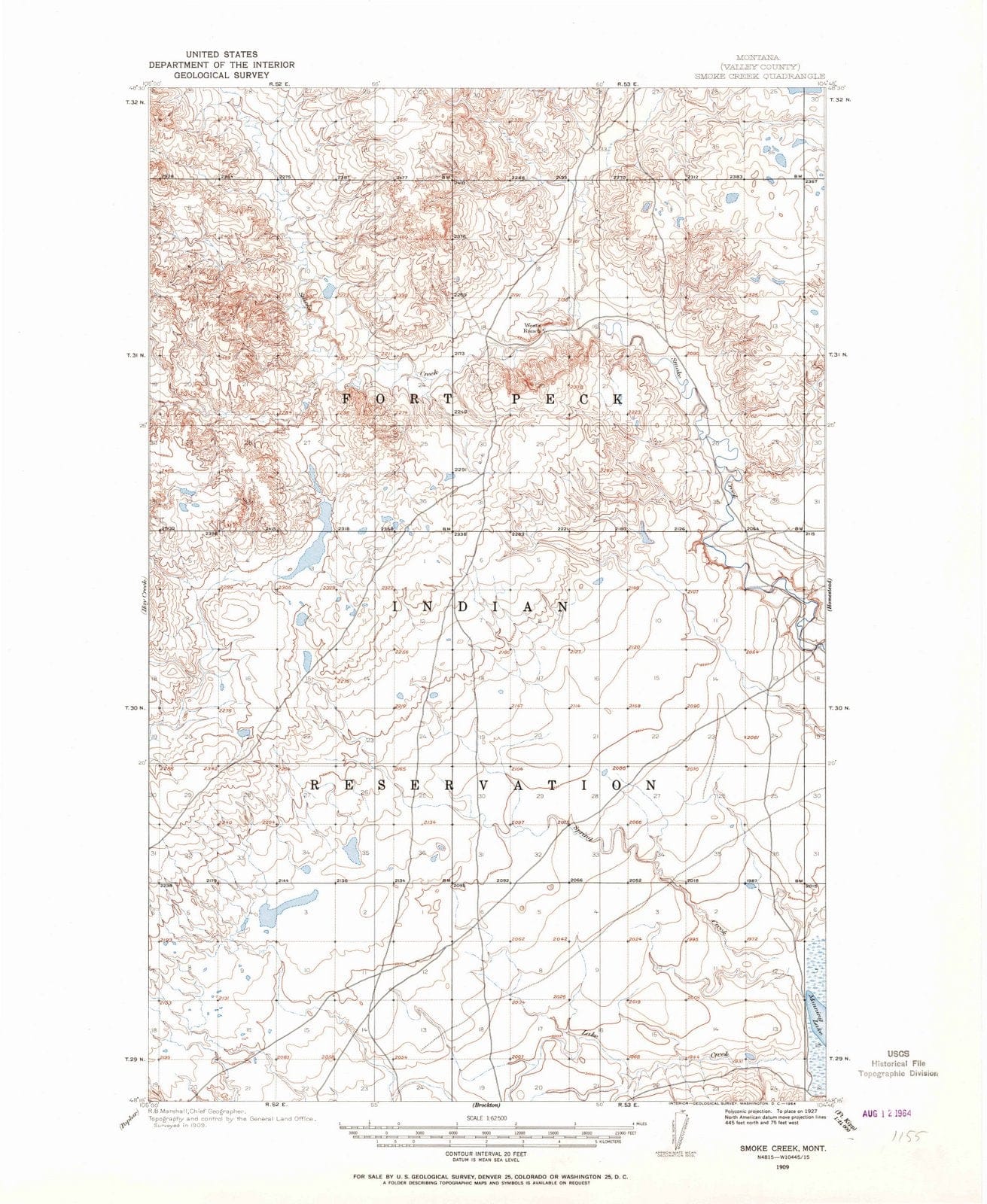1909 Smoke Creek, MT - Montana - USGS Topographic Map