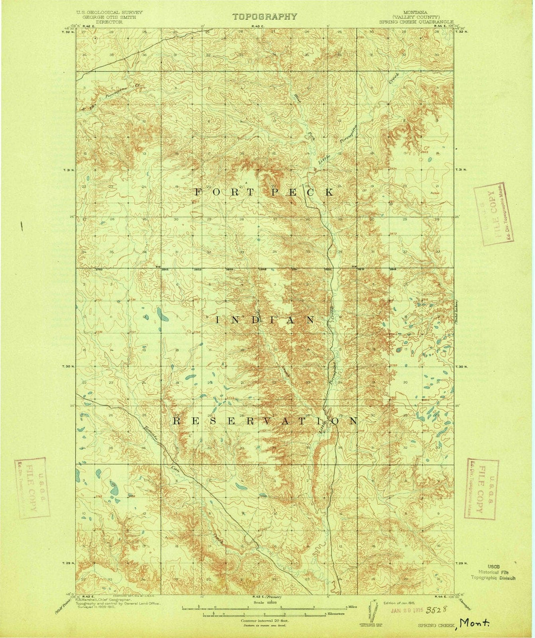 1915 Spring Creek, MT - Montana - USGS Topographic Map