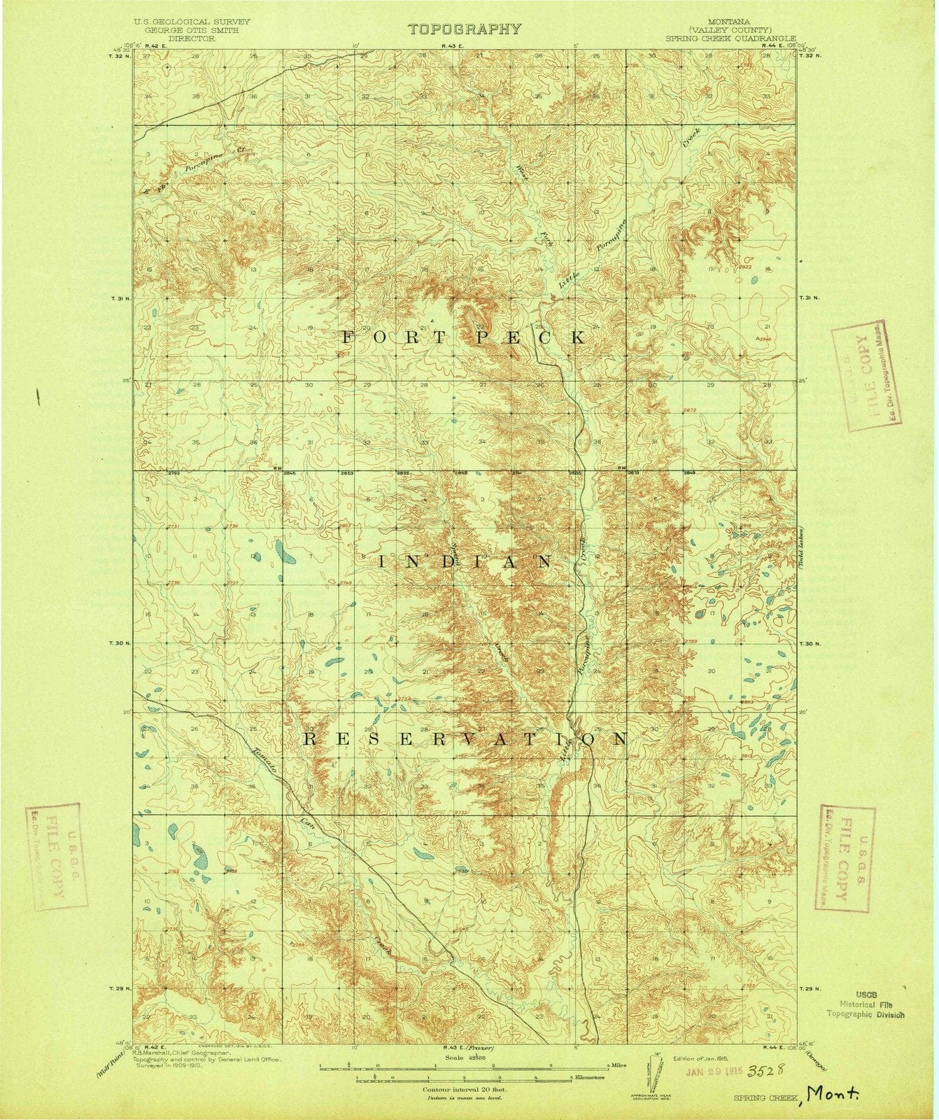 1915 Spring Creek, MT - Montana - USGS Topographic Map