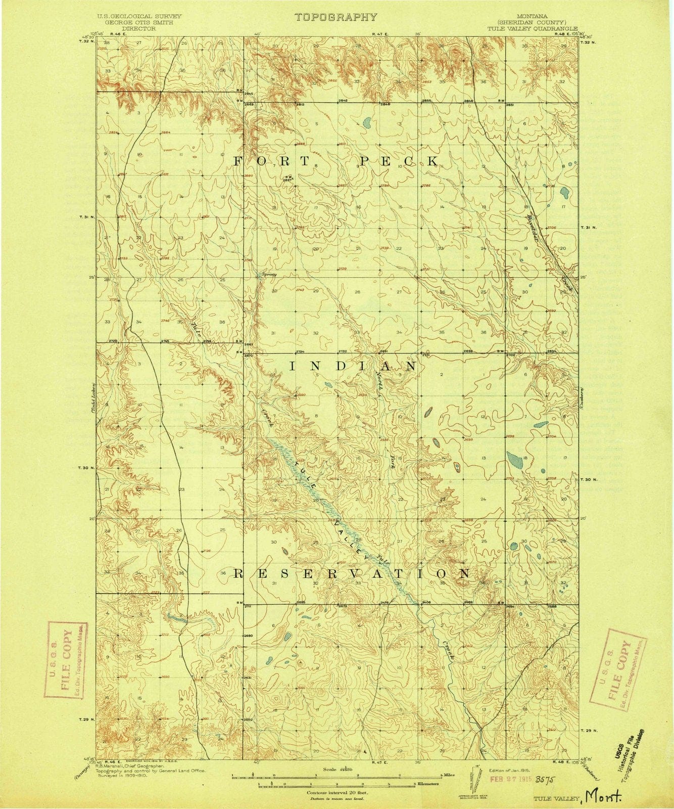 1915 Tule Valley, MT - Montana - USGS Topographic Map
