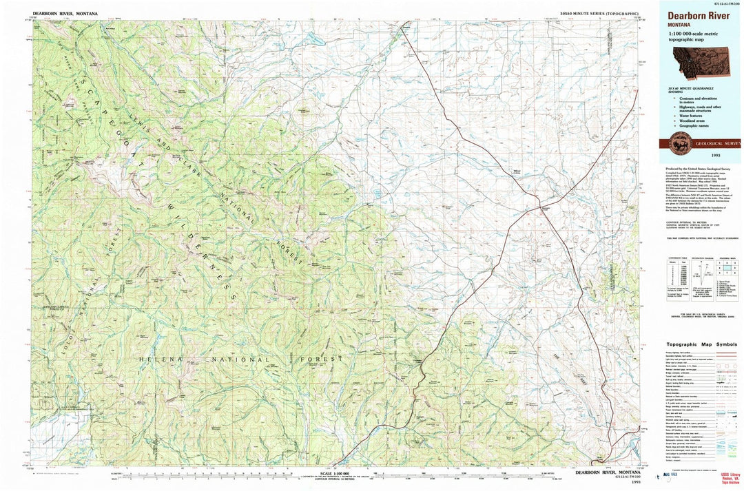 1993 Dearborn River, MT - Montana - USGS Topographic Map