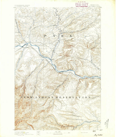 1891 Big Timber, MT - Montana - USGS Topographic Map